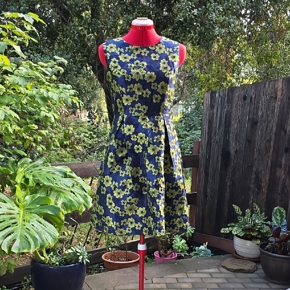 Navy Floral Midi Dress